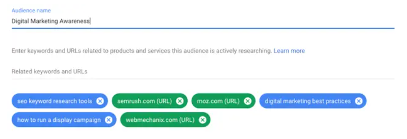 custom intent audiences for display ads