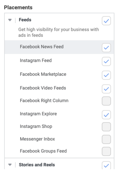 Facebook Ads placements alternatives