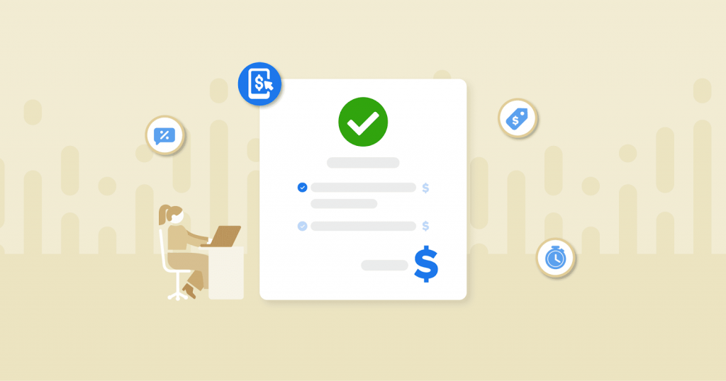 illustration of a bill with multiple icons around it