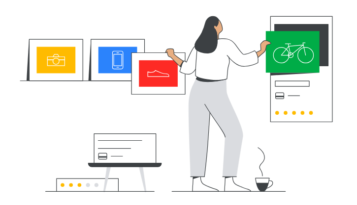 illustration of a person creating campaigns on google ads