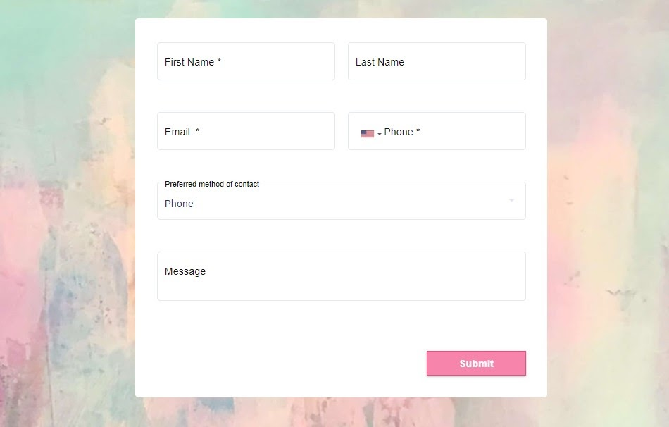 image showing an example of online form