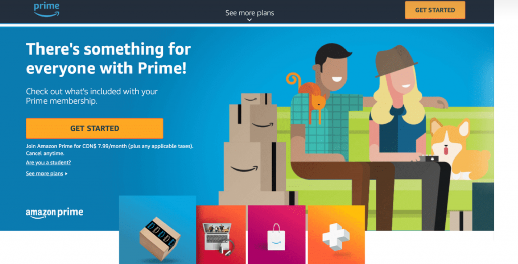 screenshot from Amazon Prime's landing page