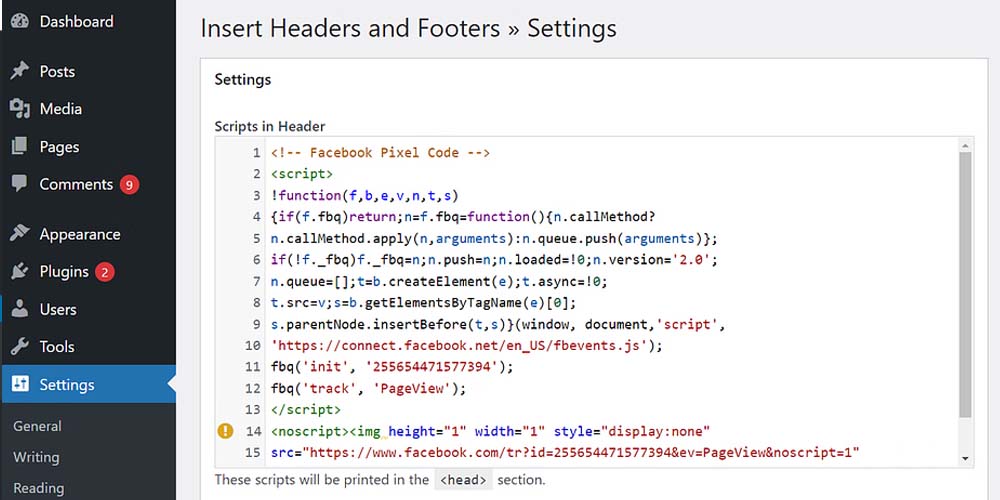 Inserting base code on Insert Headers and Footers