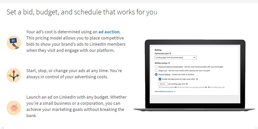 Setting a budget and schedule on LinkedIn ads