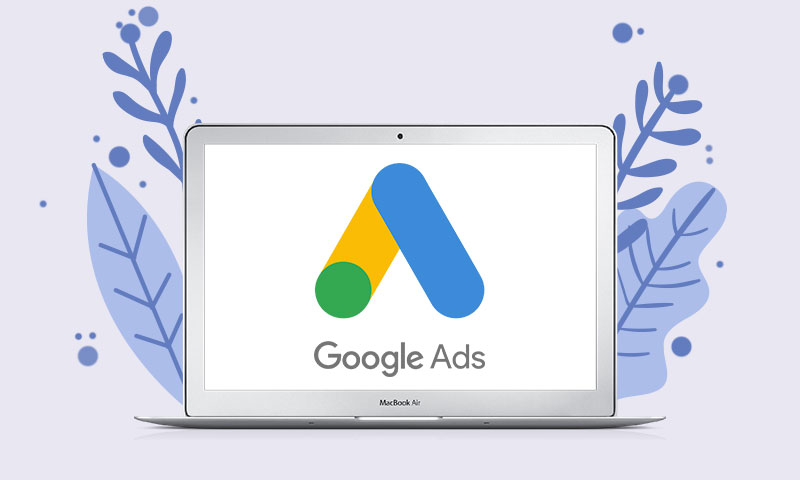 image of a laptop displaying Google Ads' logo