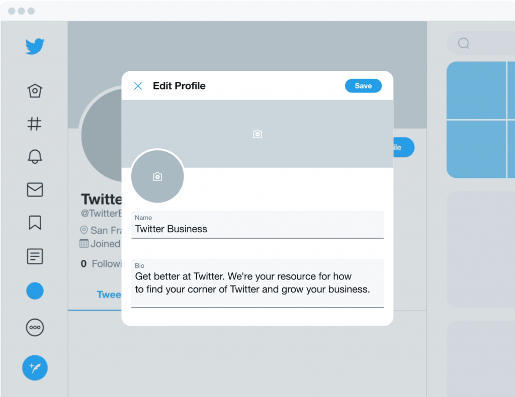 image showing a twitter business profile being created
