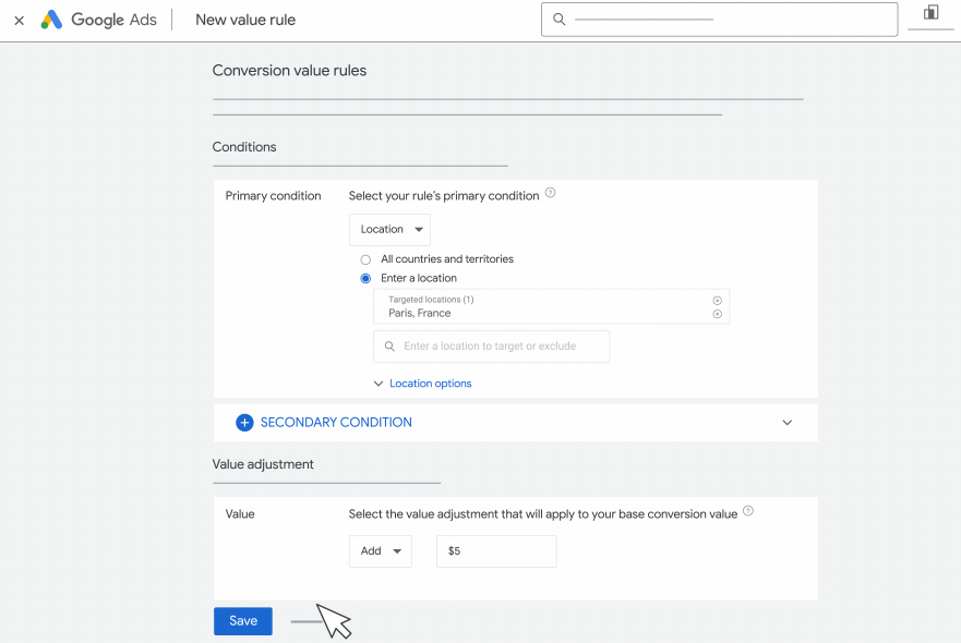 Conversion value rules