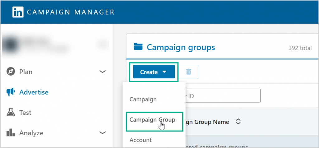 Create a LinkedIn Campaign Group