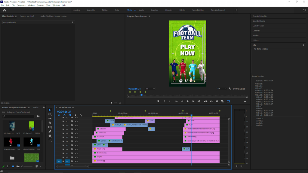 branding for FootballTeam game in Adobe Premiere