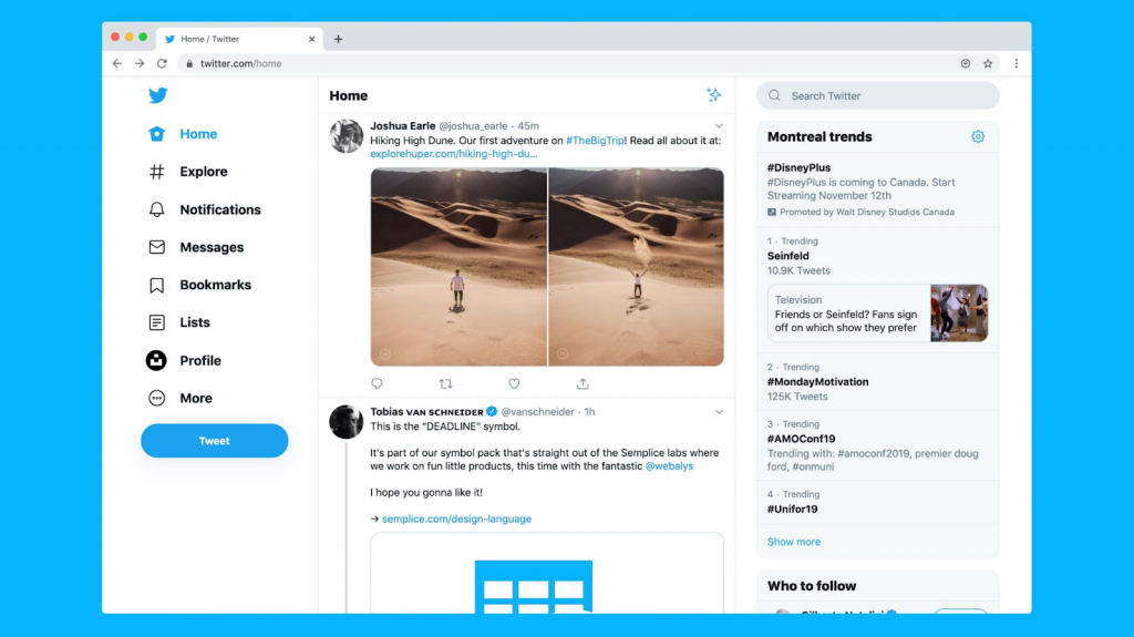 image showing a screenshot from Twitter's home page