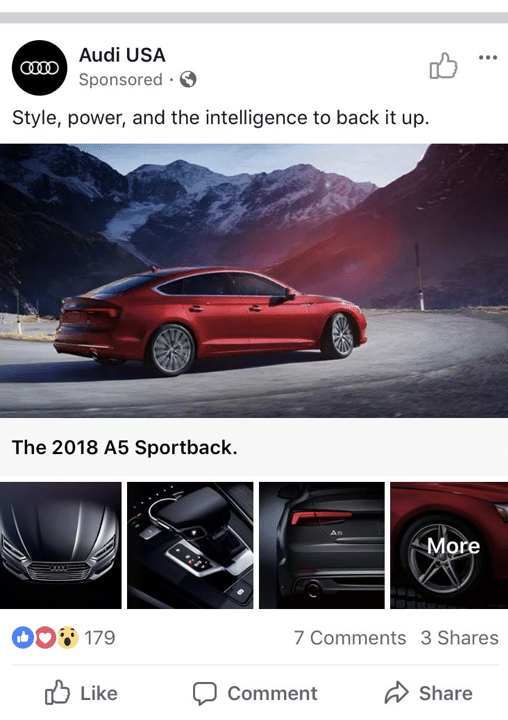 Audi Facebook ad example