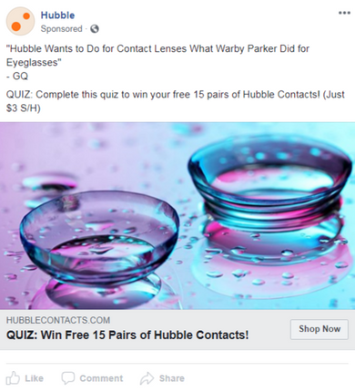 Hubble Facebook ad example