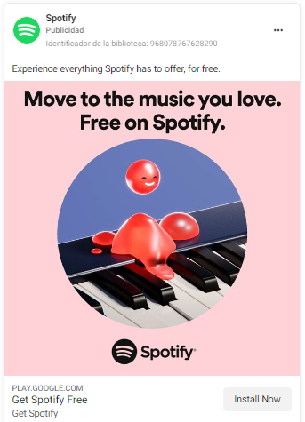 Spotify Facebook ad example