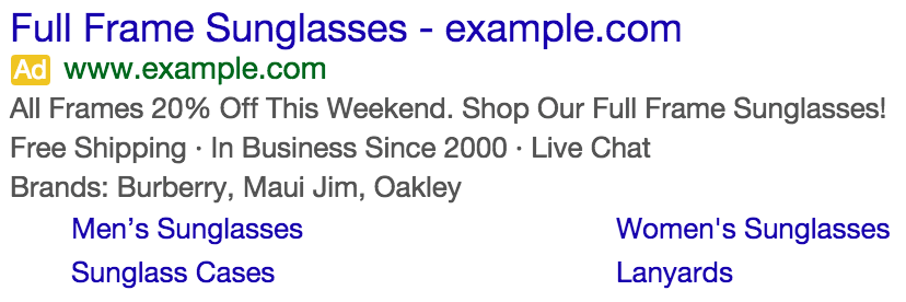 Structured Snippets in a search ad