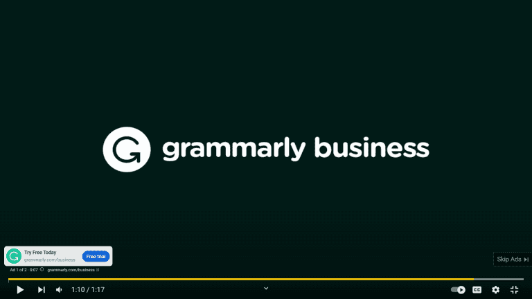 grammarly business with youtube
