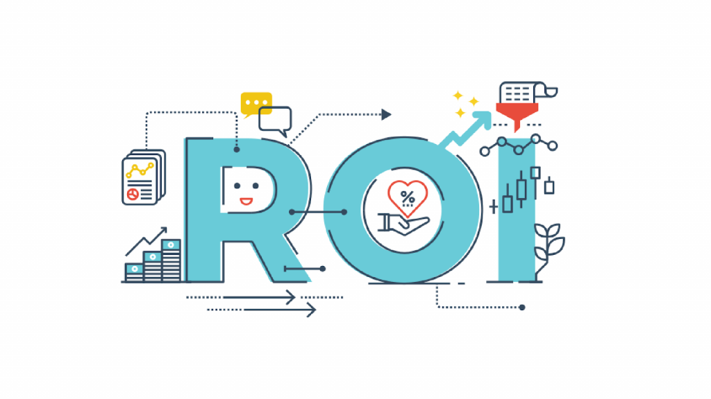 image of the word ROI with numerous graphic elements around it
