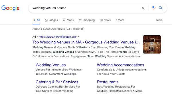 image showing multiple ads on the search results page