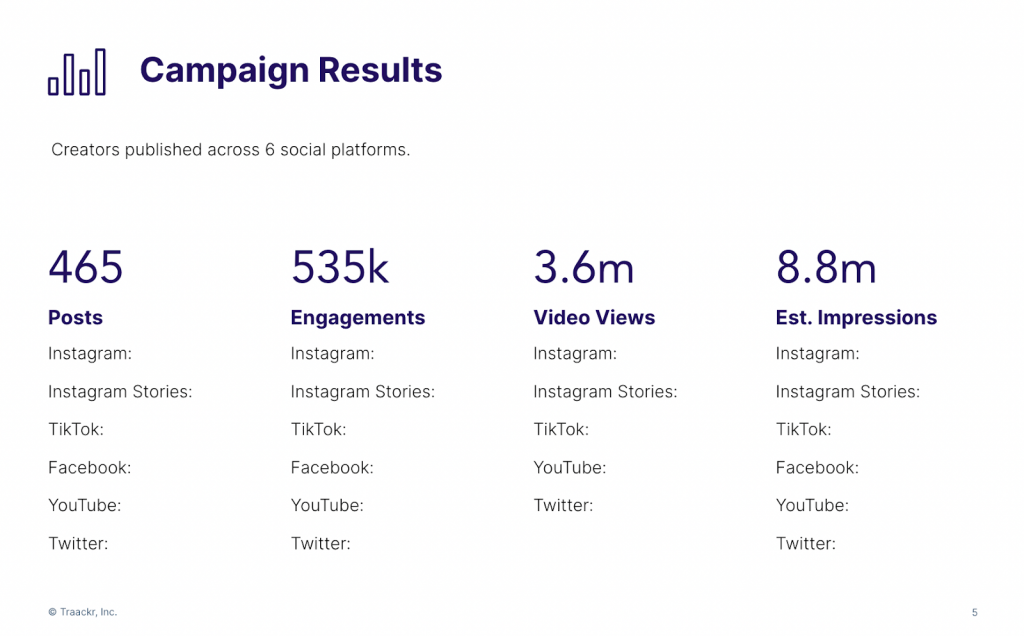 Influencer campaign results