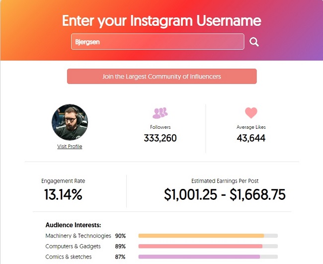 Instagram Money Calculator