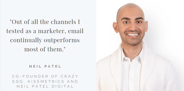 Quote of Neil Patel on the power of email campaigns