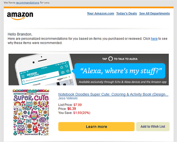 how Amazon uses email addresses to get repeat customers