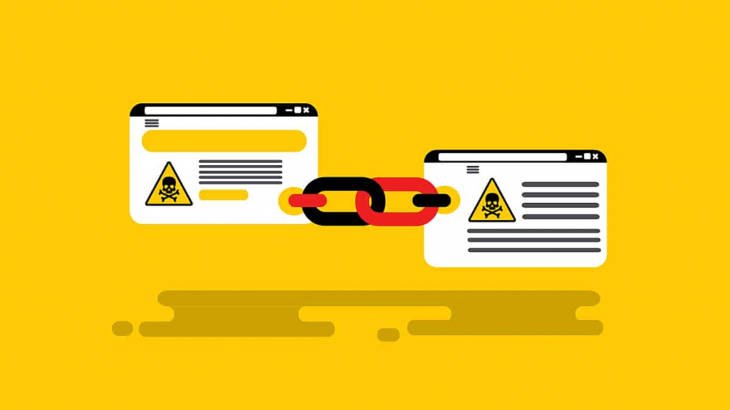 illustration of two toxic websites being linked