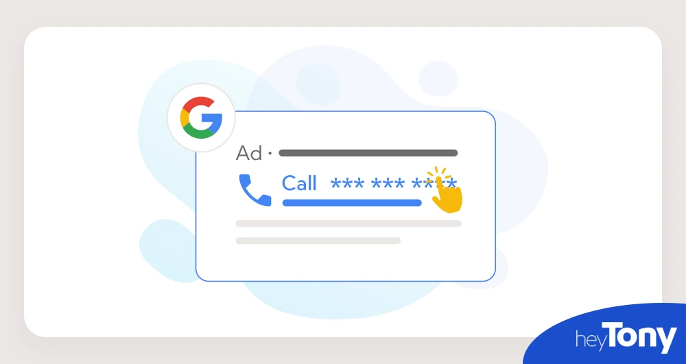 illustration showing an example of ad on Google with a call extension