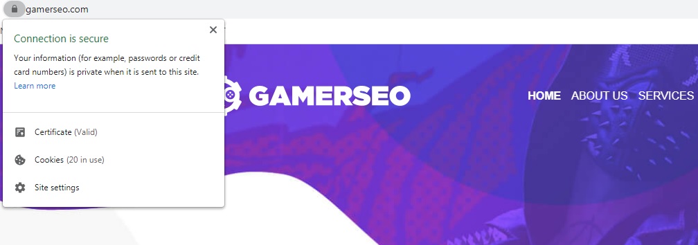 trust seal on GamerSEO site