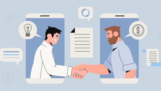 two people shaking hands in a collaborative guest post
