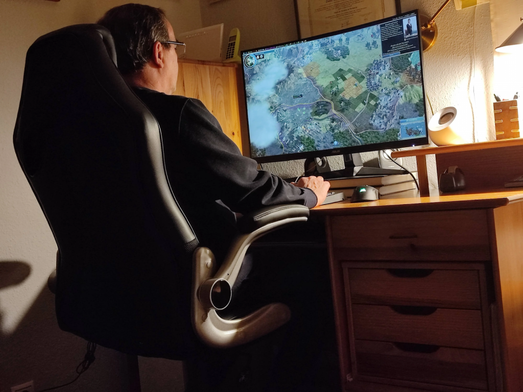 A person playing strategy games