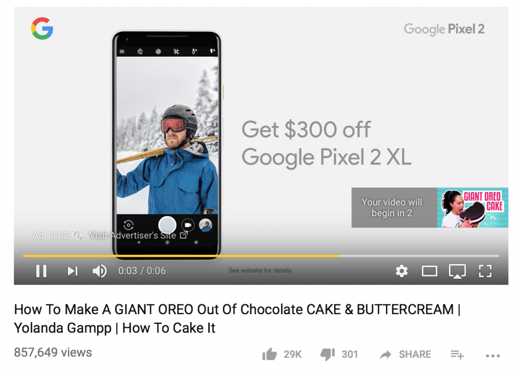 Bumper video ad