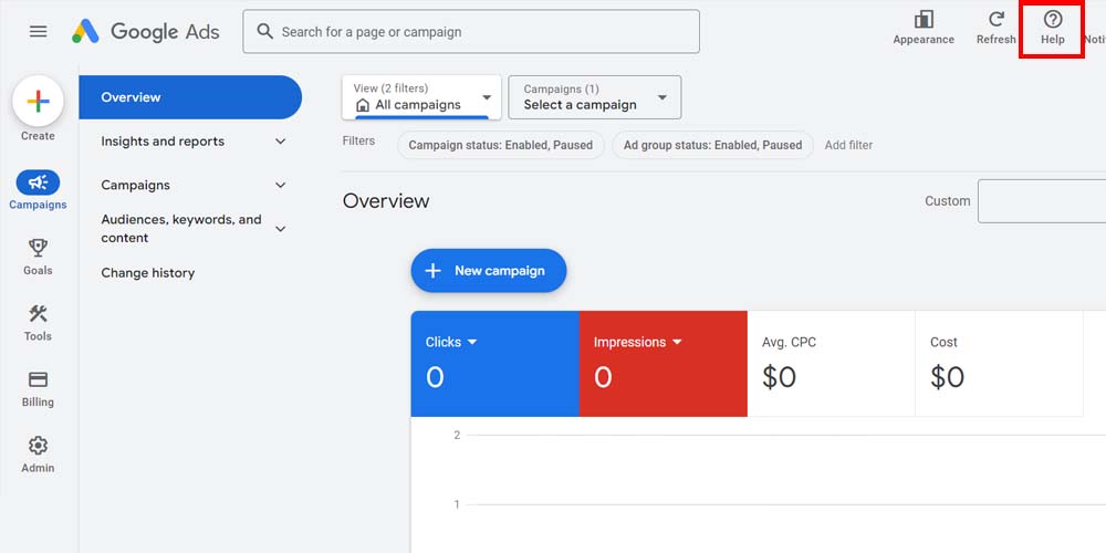 Google Ads dashboard