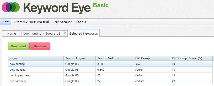 Keyword Eye tool