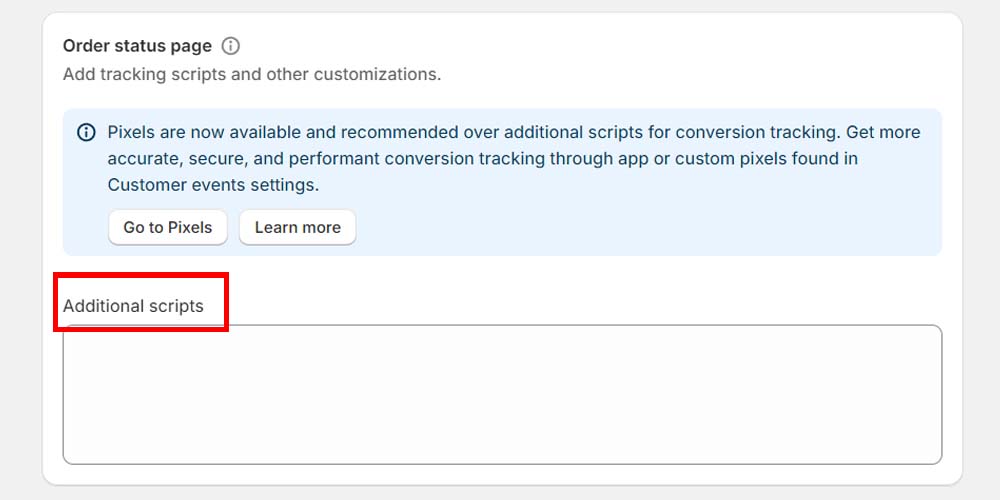 Pasting the event snippet code in Additional Scripts