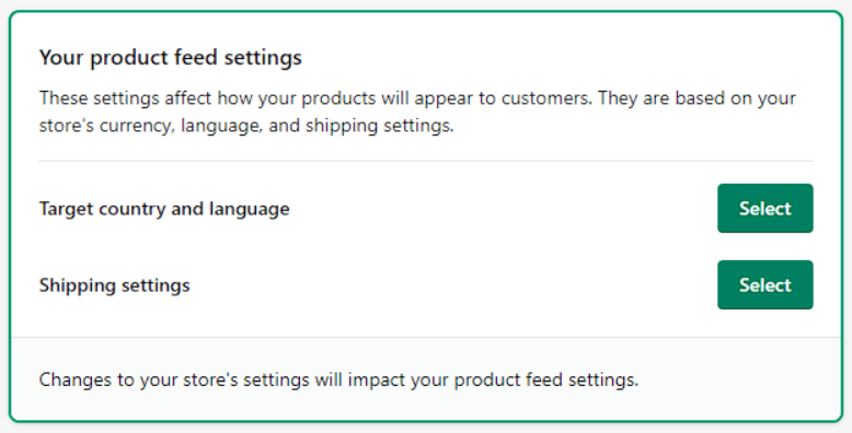Selecting your product feed settings in Google Ads