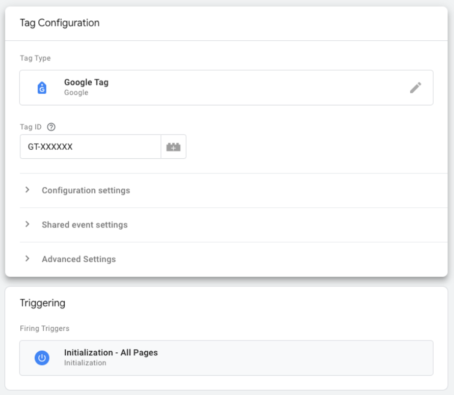 Tag configuration in Google Ads