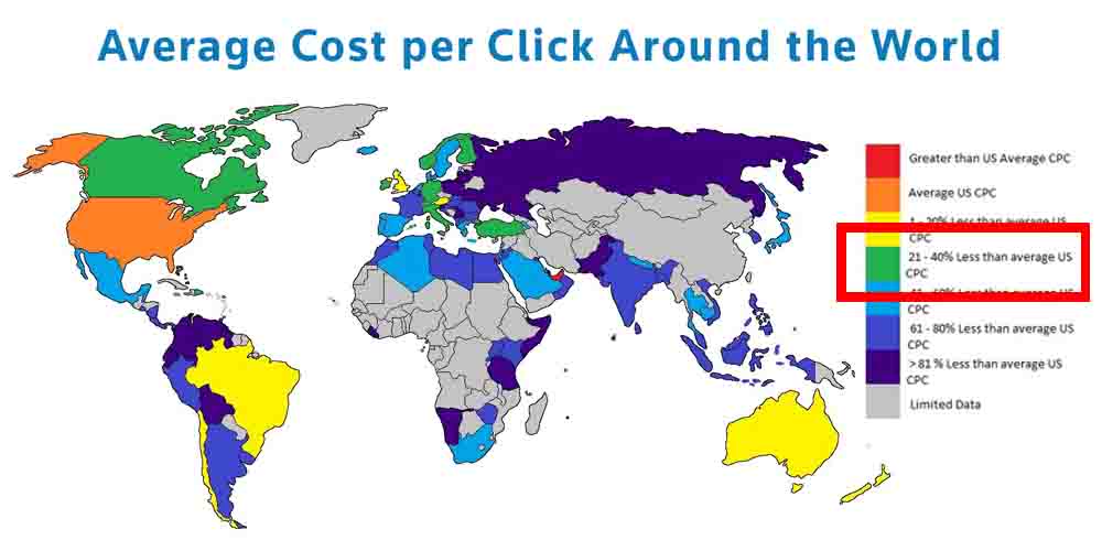 average cost per click around the word - canada