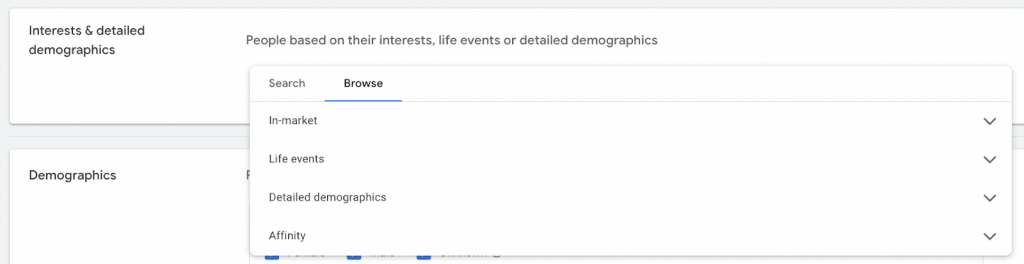 detailed demographics in Google Ads