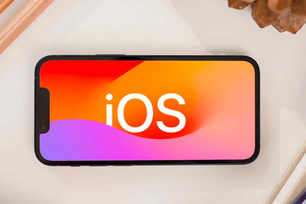 iOS logo on iPhone