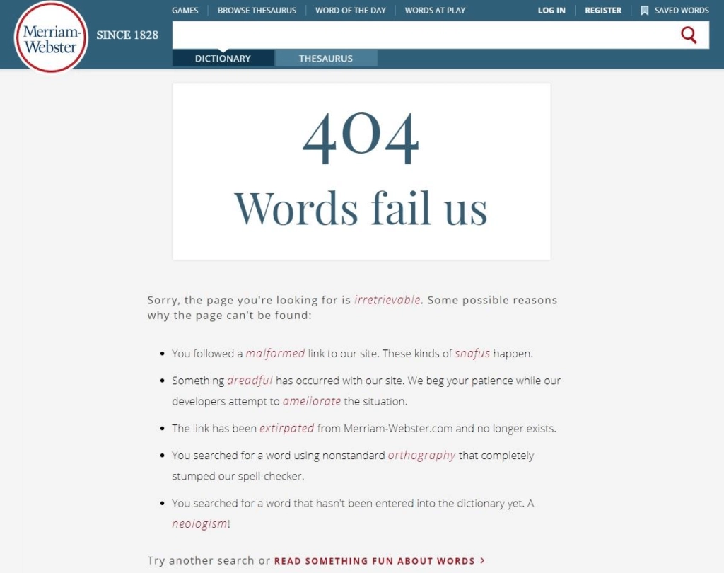 Example of a good error page in UX Writing
