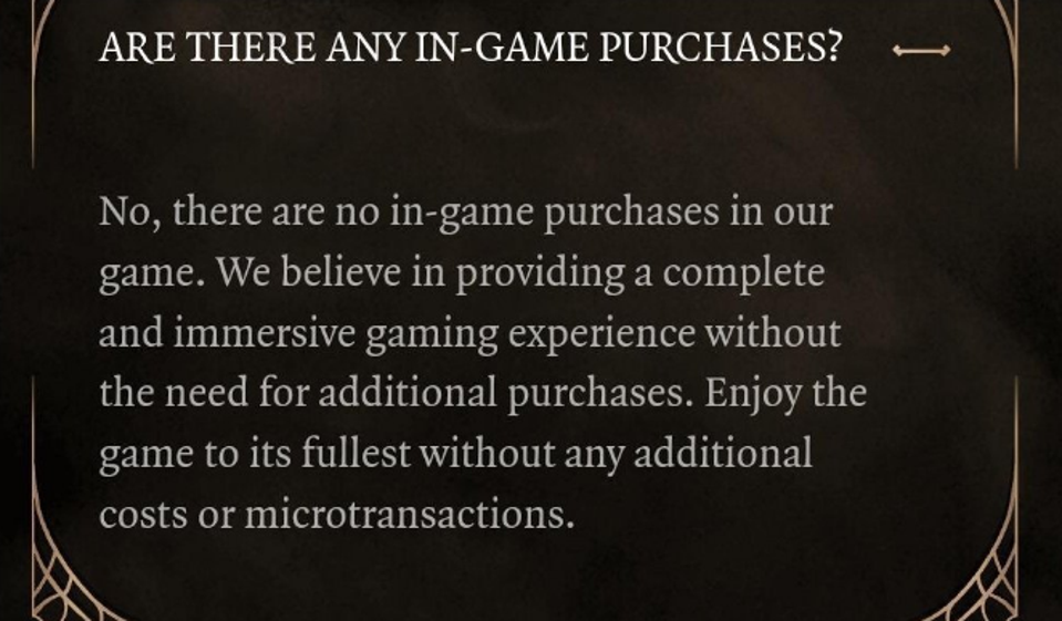 Larian Games statement about microtransactions