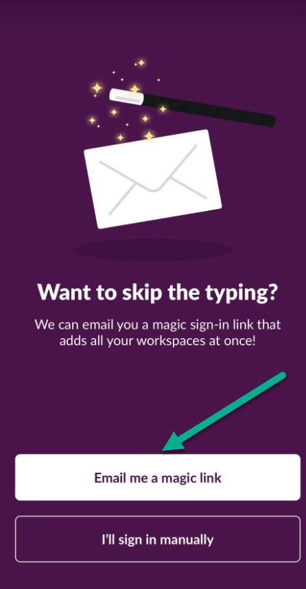 image showing the magic link tool available on Slack