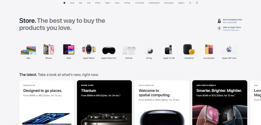 Apple website store