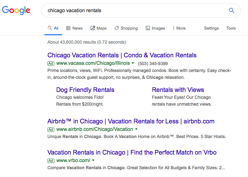 CHICAGO VACATION RENTALS WITH GOOGLE SEARCH