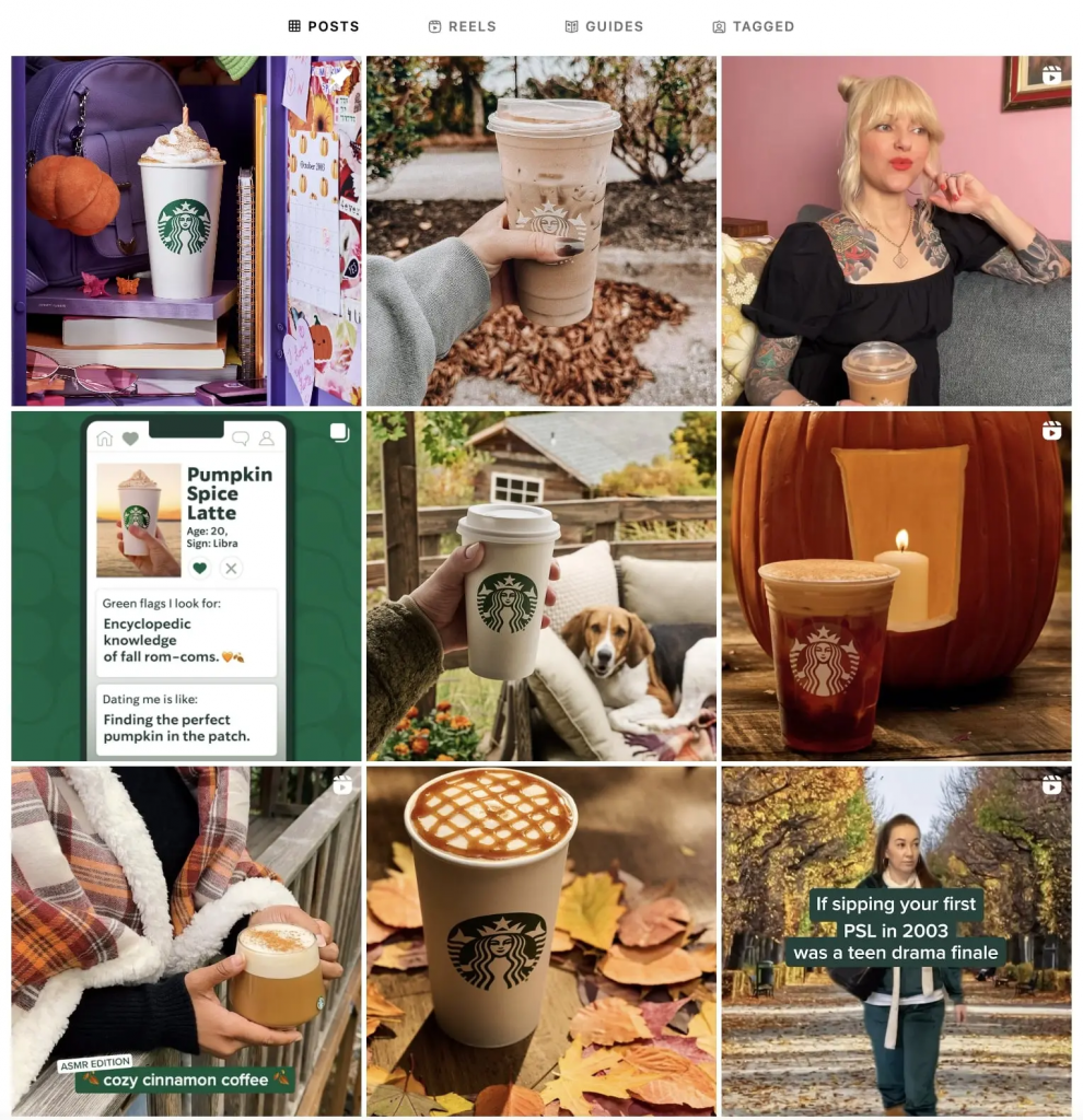 Starbucks' Instagram posts