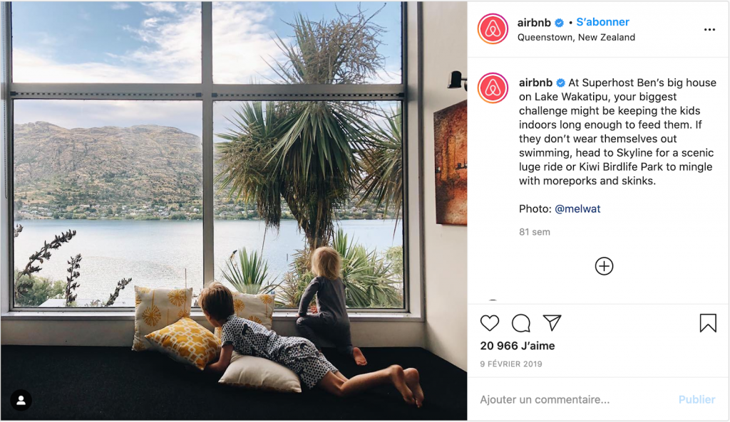 social media post from Airbnb showing one of the homes for rental