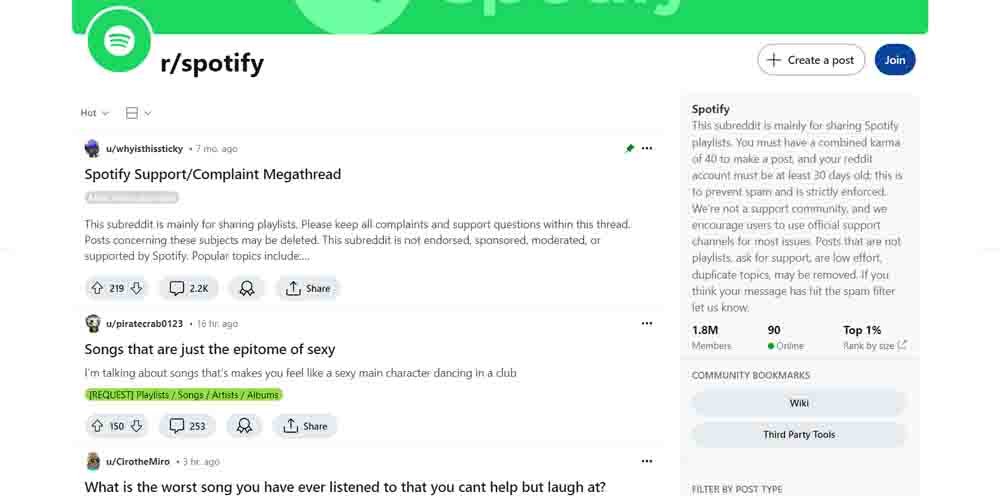 spotify on reddit